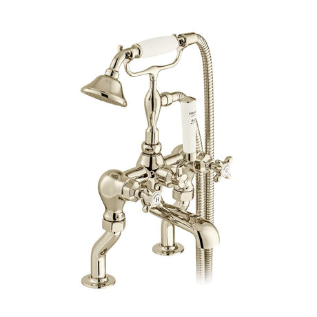 Vado Axbridge Cross Handles Bath Mixer Tap With Shower Kit - Bright Nickel - BC-AXB-131-BN