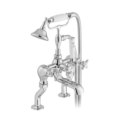 Vado Axbridge Cross Handles Bath Mixer Tap With Shower Kit - Polished Chrome - BC-AXB-131-CP