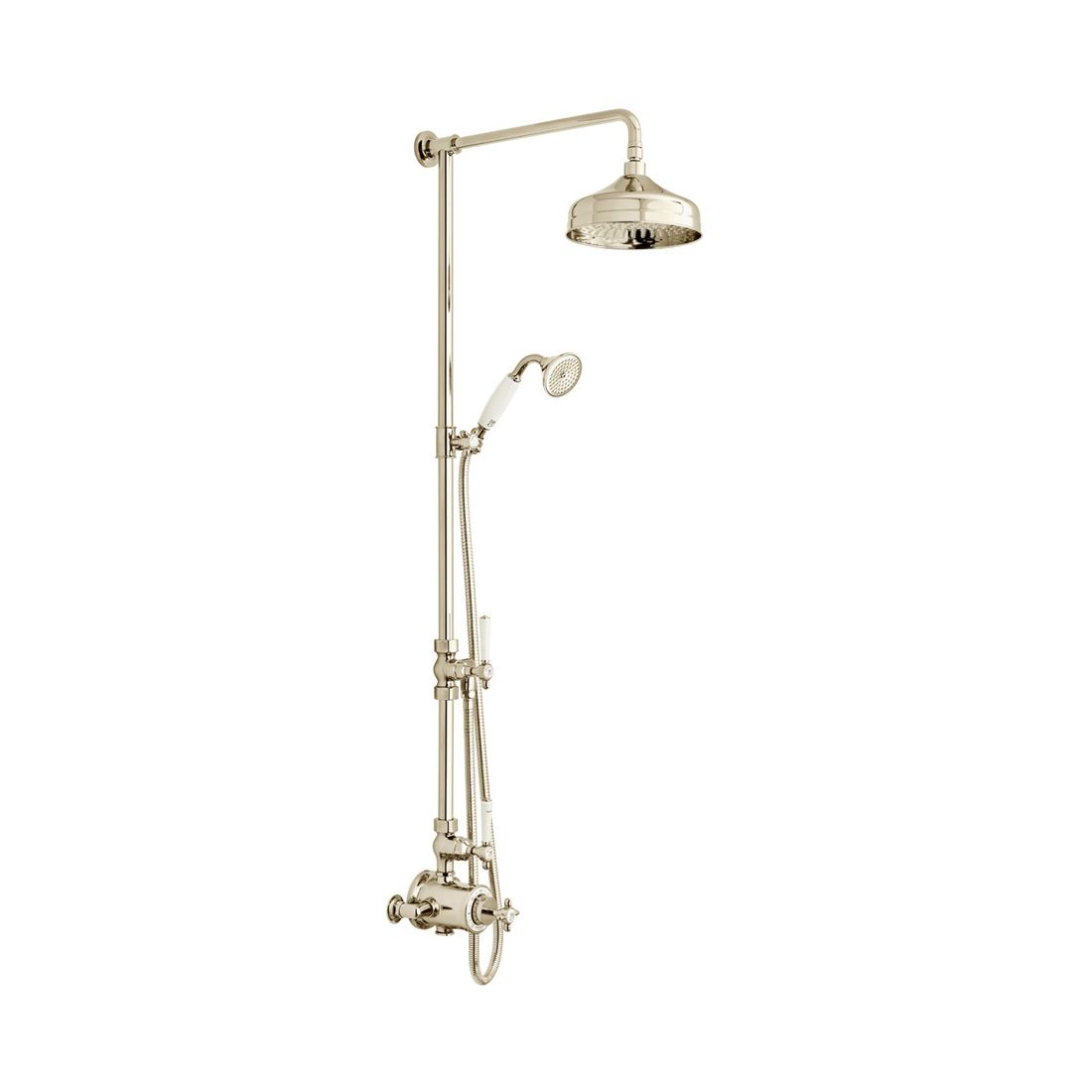 Vado Axbridge 2 Outlet Exposed Thermostatic Shower Column with Bath Spout - Bright Nickel - BC-AXB-149/RRK-BN