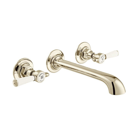  Vado Axbridge Wall Mounted Basin Mixer Tap with Lever Handles - Bright Nickel - BC-AXB-209-BN