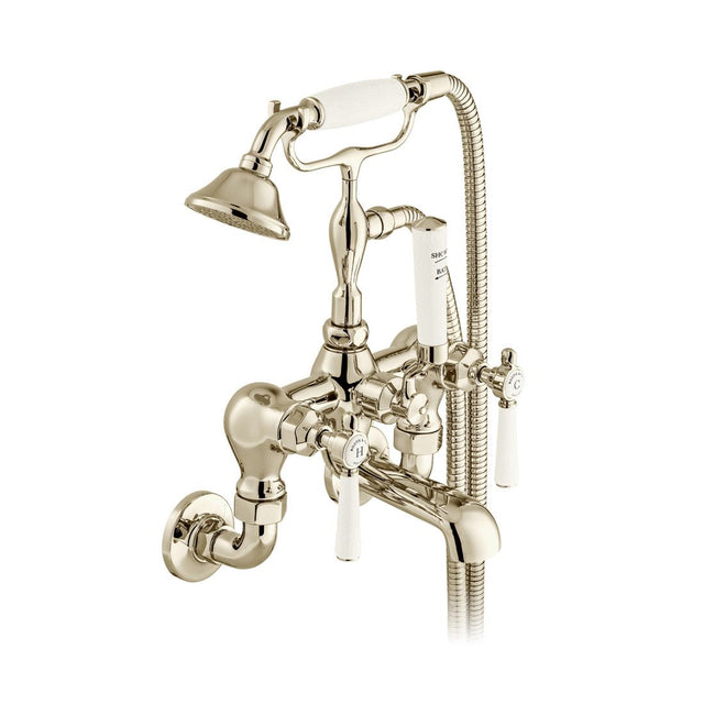 Vado Axbridge Lever Handles Wall Mounted Bath Mixer Tap With Shower Kit - Bright Nickel - BC-AXB-220-BN