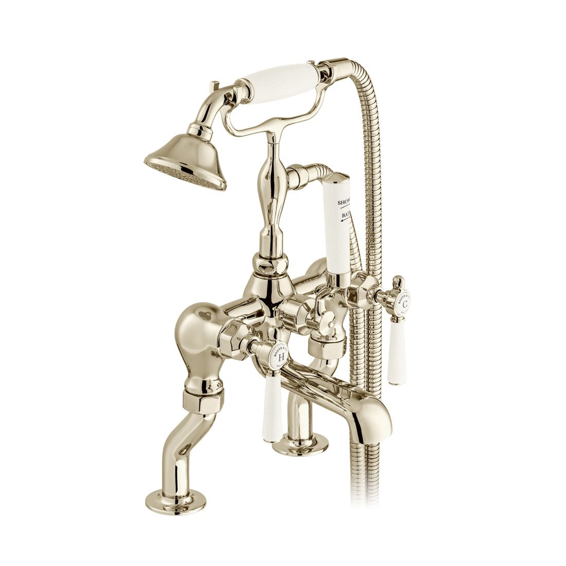 Vado Axbridge Lever Handles Bath Mixer Tap With Shower Kit - Bright Nickel - BC-AXB-231-BN