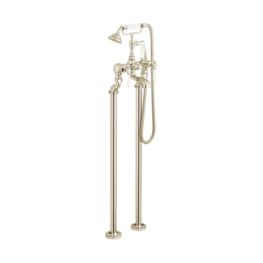 Vado Axbridge Lever Handles Freestanding Bath Mixer Tap With Shower Kit - Bright Nickel - BC - AXB - 233 - BN - TAP 'N' SHOWER