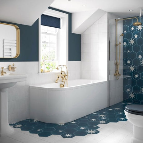 BC Designs Amerina 0 Tap Hole Right Handed Offset Corner Bath 1700mm x 725mm - White - BAI030