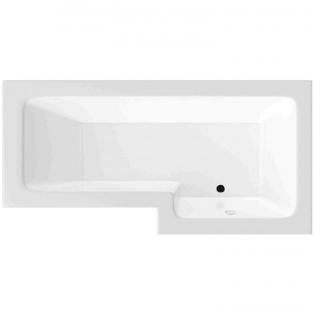 BC Designs Solidblue 0 Tap Hole Right Handed L-Shaped Shower Bath 1700mm x 700mm/850mm - White - BAI010