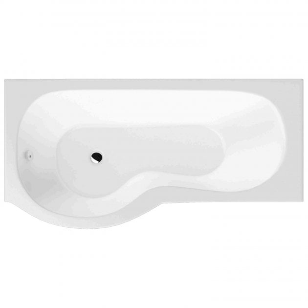 BC Designs Solidblue 0 Tap Hole Left Handed P-Shaped Shower Bath 1500mm x 700mm/850mm - White - BAI020