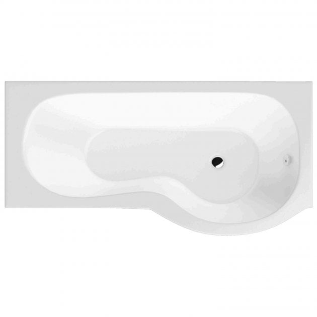 BC Designs Solidblue 0 Tap Hole Right Handed P-Shaped Shower Bath 1500mm x 700mm/850mm - White - BAI022