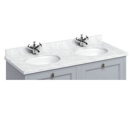 Burlington Minerva White Carrara Marble Worktop with 2 Integrated Basins 130cm - BC12