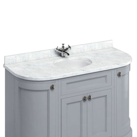 Burlington Minerva White Carrara Marble Curved Worktop with Integrated Basin 134cm - BC13