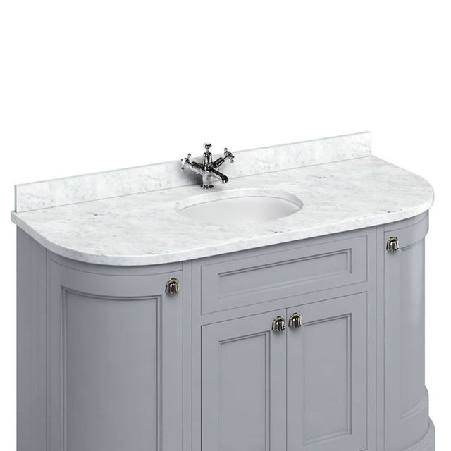 Burlington Minerva White Carrara Marble Curved Worktop with Integrated Basin 134cm - BC13