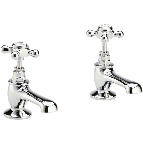 Hudson Reed Traditional Pair Topaz Hexagonal Crosshead Basin Taps - Chrome - BC301HX