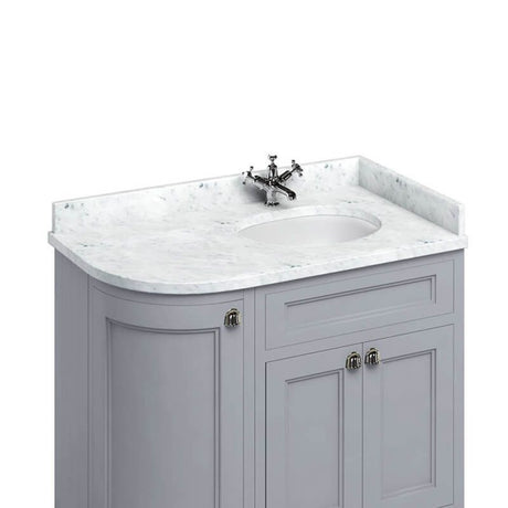 Burlington Minerva White Carrara Marble Curved Worktop with Integrated Basin Right Hand 100cm - BC98R