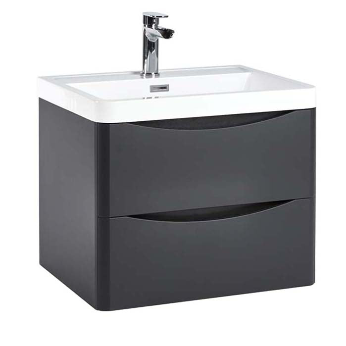 Scudo Bella 600mm Wall Mounted Vanity Unit Only - Matt Grey - BELLA-600WALLCAB-MATTGREY