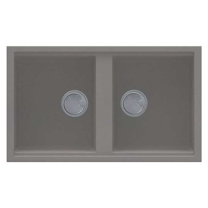 Reginox Elleci Granite Best 450 two bowl kitchen sink in Metaltek Titanium finish with integrated drain covers