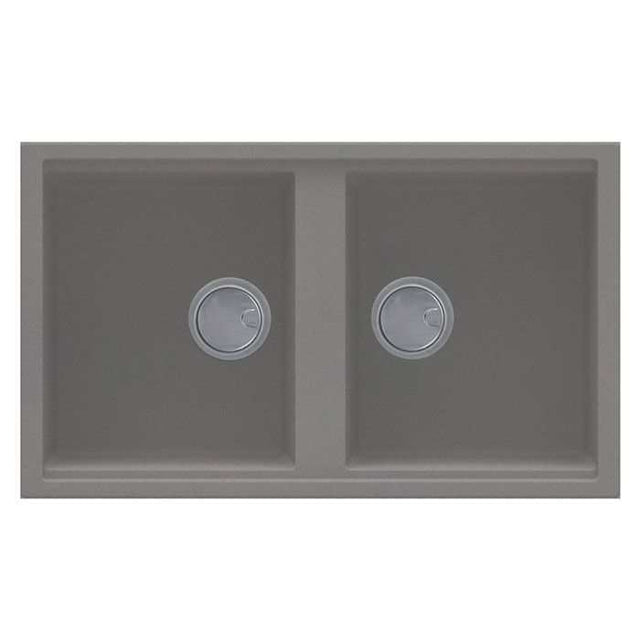 Reginox Elleci Granite Best 450 two bowl kitchen sink in Metaltek Titanium finish with integrated drain covers