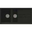 Reginox Elleci Granite black 1.5 bowl reversible kitchen sink with wide draining area and metal basket strainers