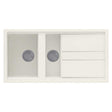 Reginox Elleci Granite reversible cream 1.5 bowl kitchen sink with drain space and integrated covers