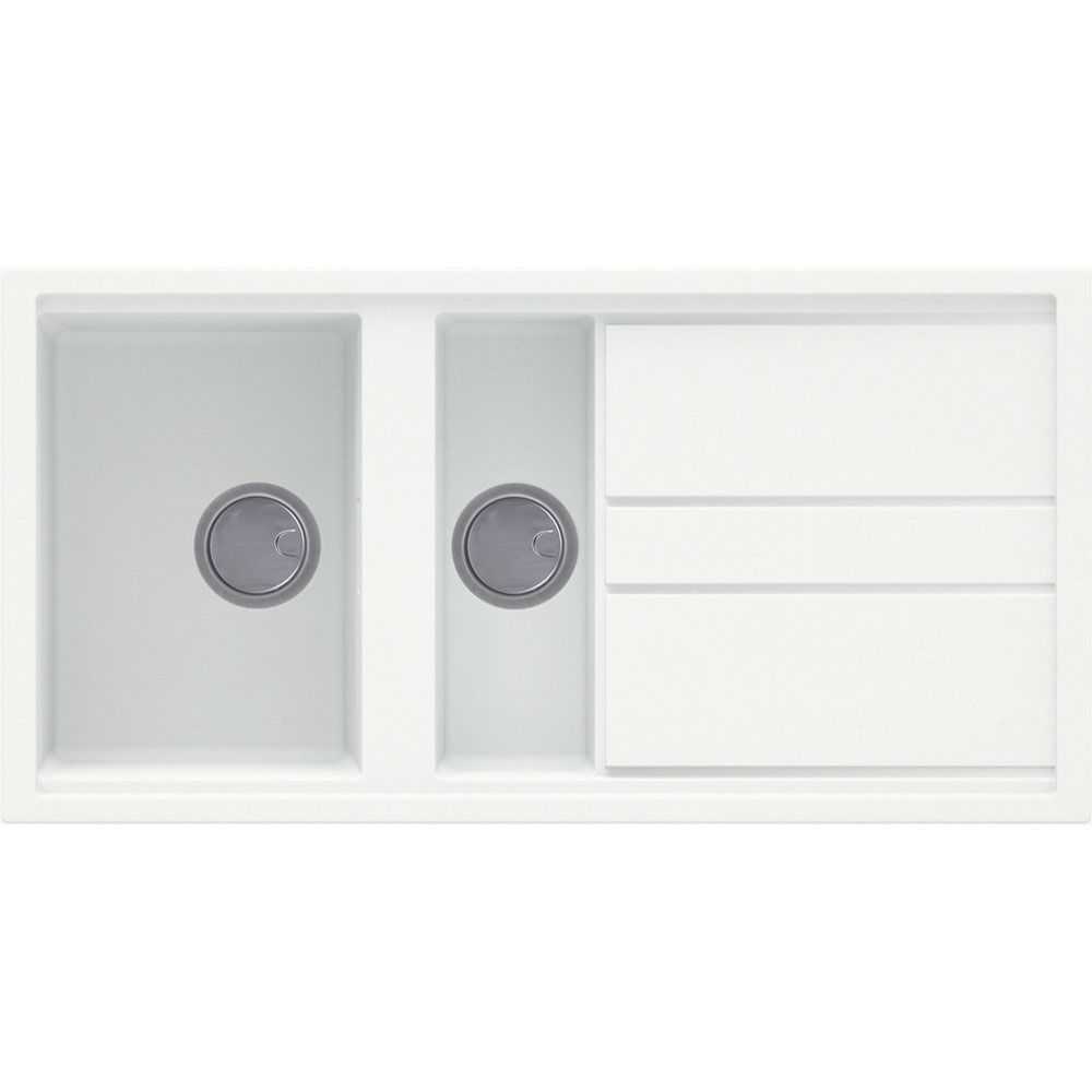 Reginox Elleci Granite white 1.5 bowl kitchen sink with reversible design and draining area