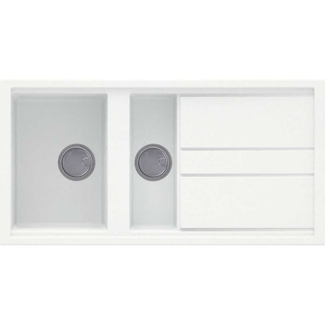 Reginox Elleci Granite white 1.5 bowl kitchen sink with reversible design and draining area