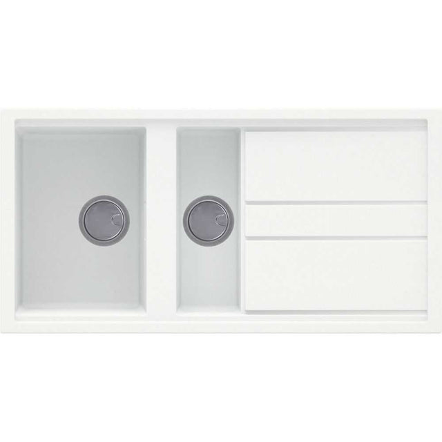 Reginox Elleci Granite white 1.5 bowl kitchen sink with reversible design and draining area