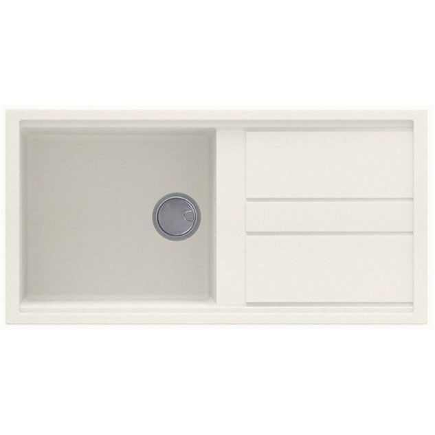 Reginox Elleci Granite white 1 bowl kitchen sink with draining area and integrated drain cover