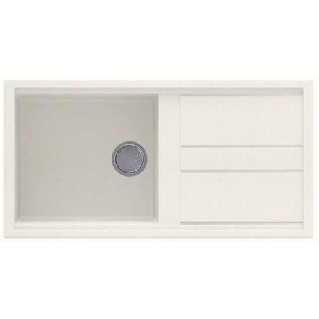 Reginox Elleci Granite white 1 bowl kitchen sink with draining area and integrated drain cover