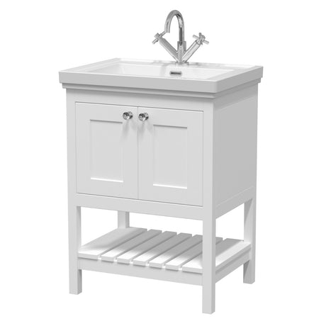 Launde Abbey Floor Standing Vanity with Basin 1TH 600mm  - Pure White