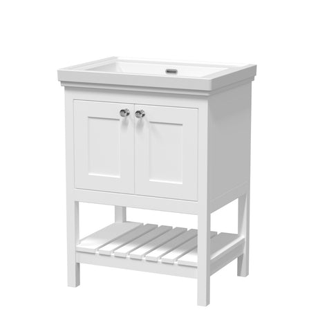 Launde Abbey Floor Standing Vanity with Basin 0TH 600mm - Pure White