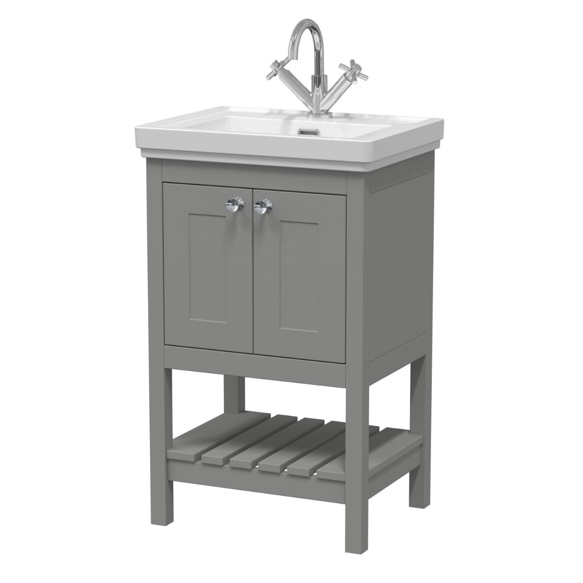 Launde Abbey Floor Standing Vanity with Basin 1TH 500mm - Cool Grey