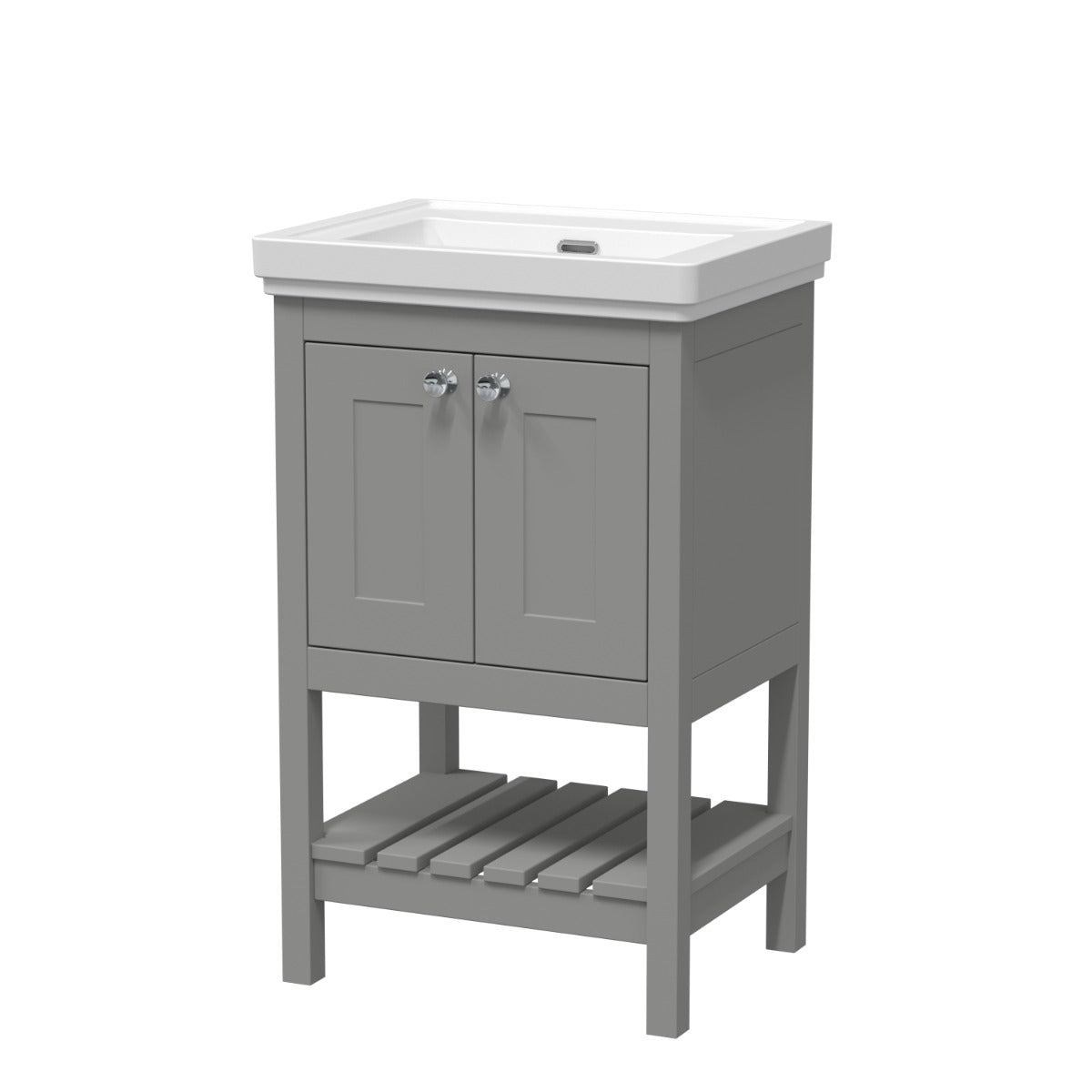 Launde Abbey Floor Standing Vanity with Basin 0TH 500mm - Cool Grey