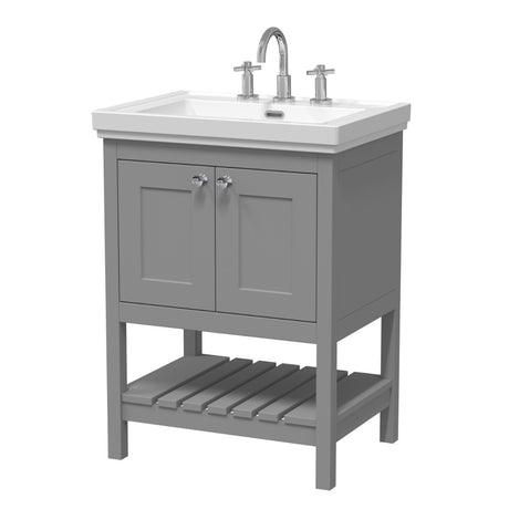 Launde Abbey Floor Standing Vanity with Basin 3TH 600mm - Cool Grey