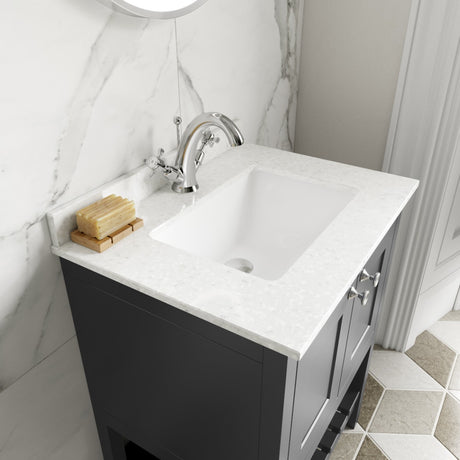 Launde Abbey Floor Standing Vanity with Marble Top 1TH 800mm - Cool Grey