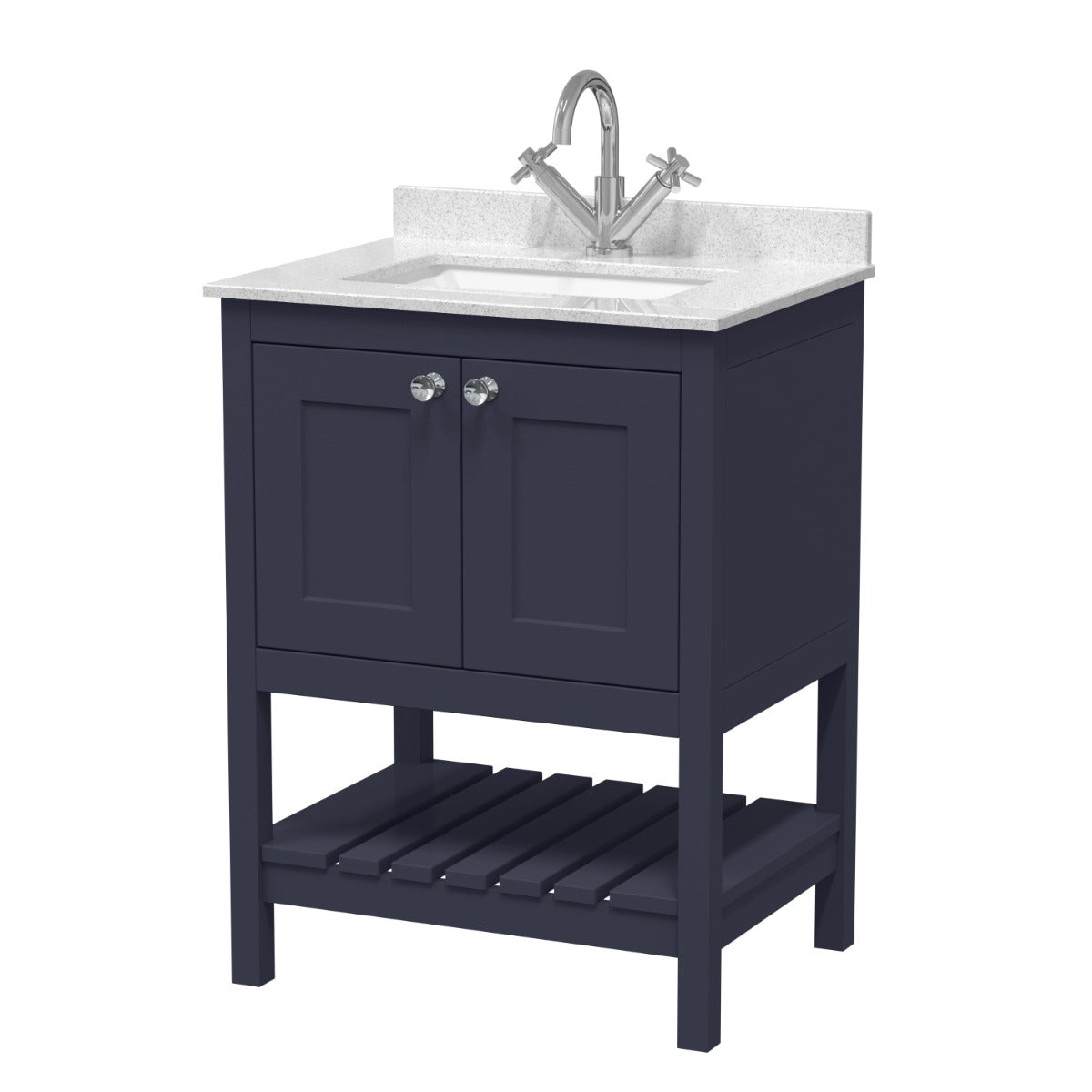 Launde Abbey Floor Standing Vanity with Marble Top 1TH 600mm - Indigo Blue