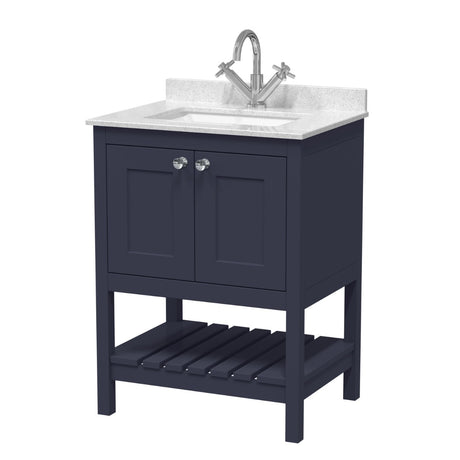 Launde Abbey Floor Standing Vanity with Marble Top 1TH 600mm - Indigo Blue
