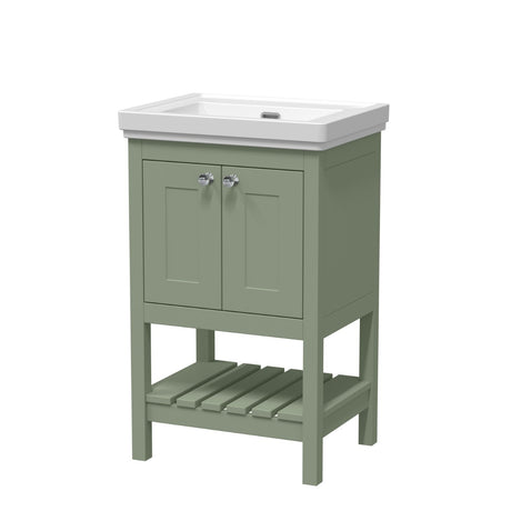 Launde Abbey  Floor Standing Vanity with Basin 0TH 500mm - Fern Green