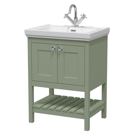 Launde Abbey Floor Standing Vanity with Basin 1TH 600mm - Fern Green
