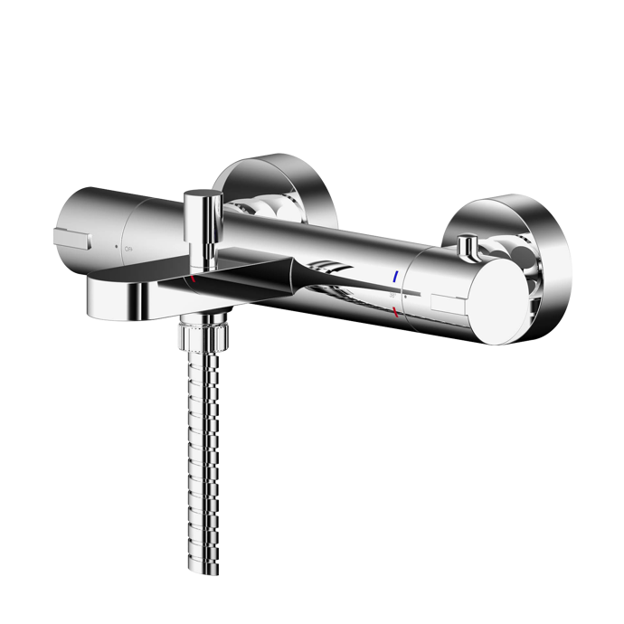 Nuie Binsey Thermostatic Wall Mounted Bath Shower Mixer Tap - Chrome - BIN005
