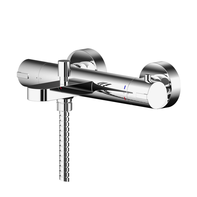 Nuie Binsey Thermostatic Wall Mounted Bath Shower Mixer Tap - Chrome - BIN005