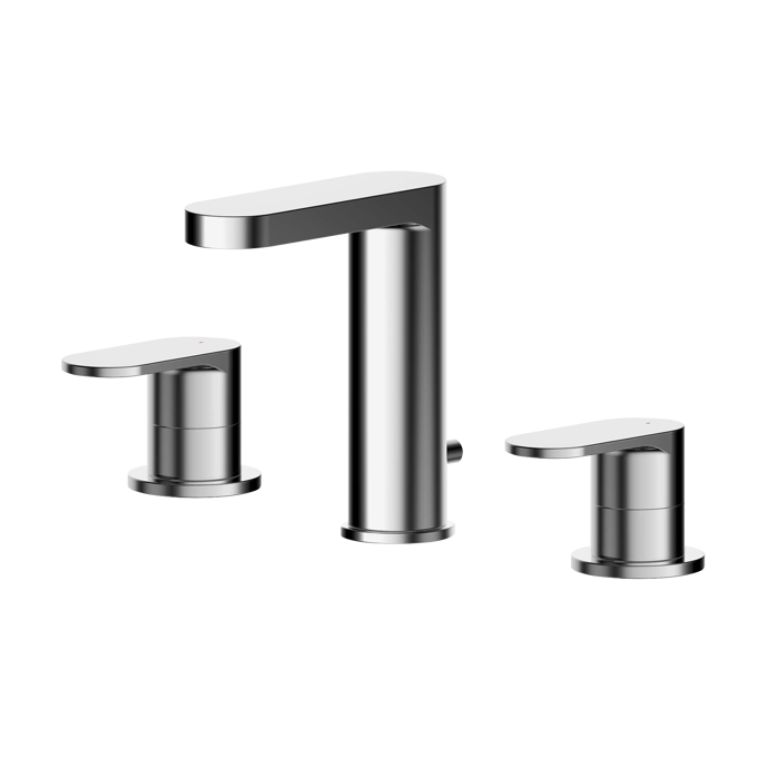 Nuie Binsey Pop-Up Waste 3-Hole Basin Mixer Tap   - Chrome - BIN337
