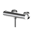 Nuie Binsey thermostatic bar shower valve with round chrome finish and bottom outlet