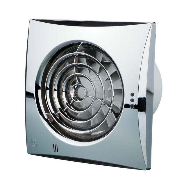 Low noise energy efficient kitchen extractor fan 150mm chrome with modern square design