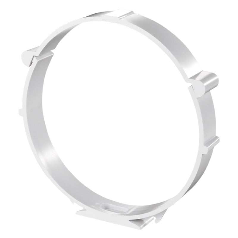 Blauberg Round Circular 150mm white PVC plastic ventilation duct pipe mounting bracket clamp with three-piece design and UV protection