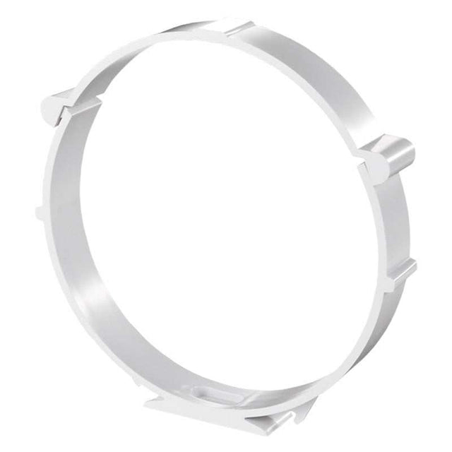 Blauberg round circular plastic ventilation duct pipe mounting bracket clamp 200mm 8 inch white PVC with mounting hole and locking clamps