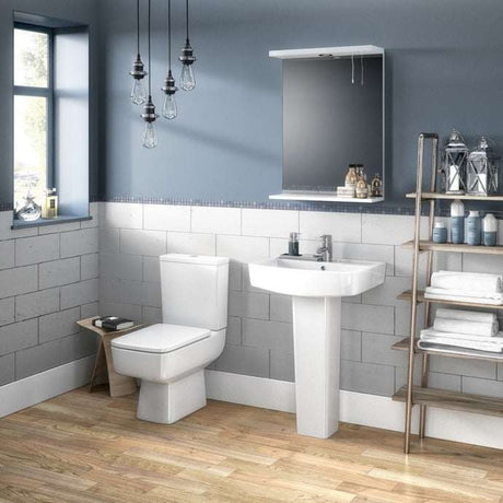 Nuie Bliss White Contemporary 600mm 1 Tap Hole Basin & Pedestal - CBL0