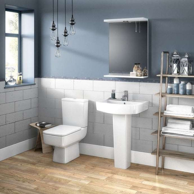 Nuie Bliss White Contemporary 600mm 1 Tap Hole Basin & Pedestal - CBL0