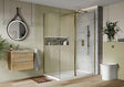 Scudo S8 8mm Clear Glass Brushed Brass Flipper Panel - BRASSFLIPPER - TAP 'N' SHOWER