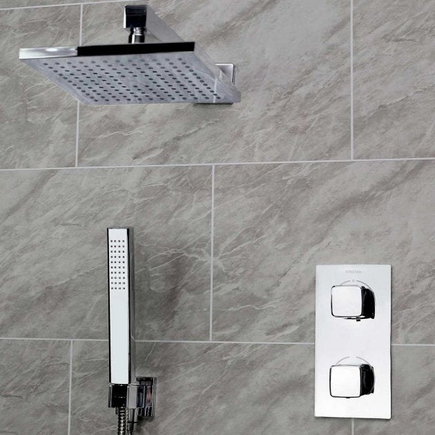 Bristan Cobalt Modern Shower Kit and Fixed Head Concealed Mixer Shower - Chrome - COBALT SHWR PK2