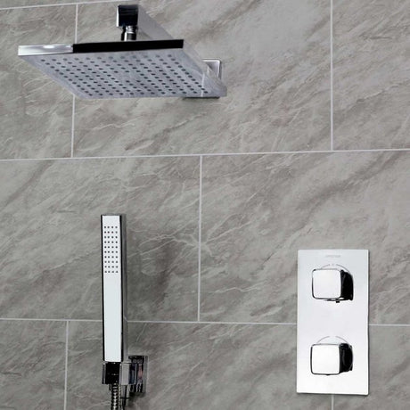 Bristan Cobalt Modern Shower Kit and Fixed Head Concealed Mixer Shower - Chrome - COBALT SHWR PK2