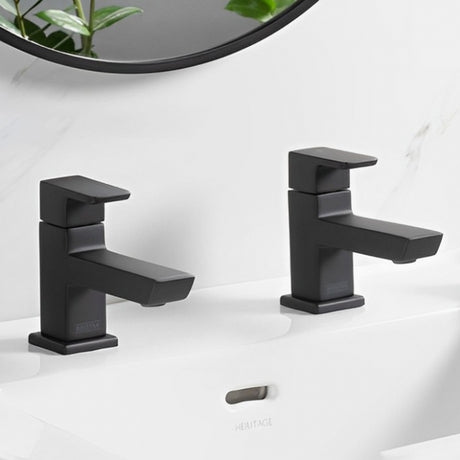 Bristan Cobalt Basin Pillar Taps - Black - COB 1/2 BLK