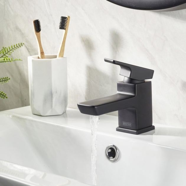 Bristan Cobalt Basin Mixer Tap with Clicker Waste - Black - COB BAS BLK